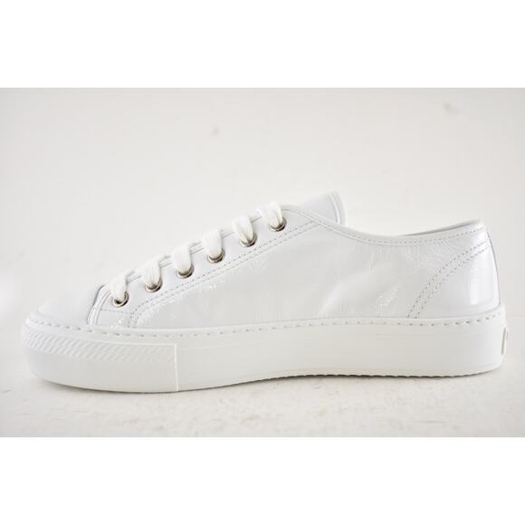 Prada Smash Naplak White Patent Logo Lace Up Flat Low Top Trainer Sneaker 41.5 - Picture 13 of 16